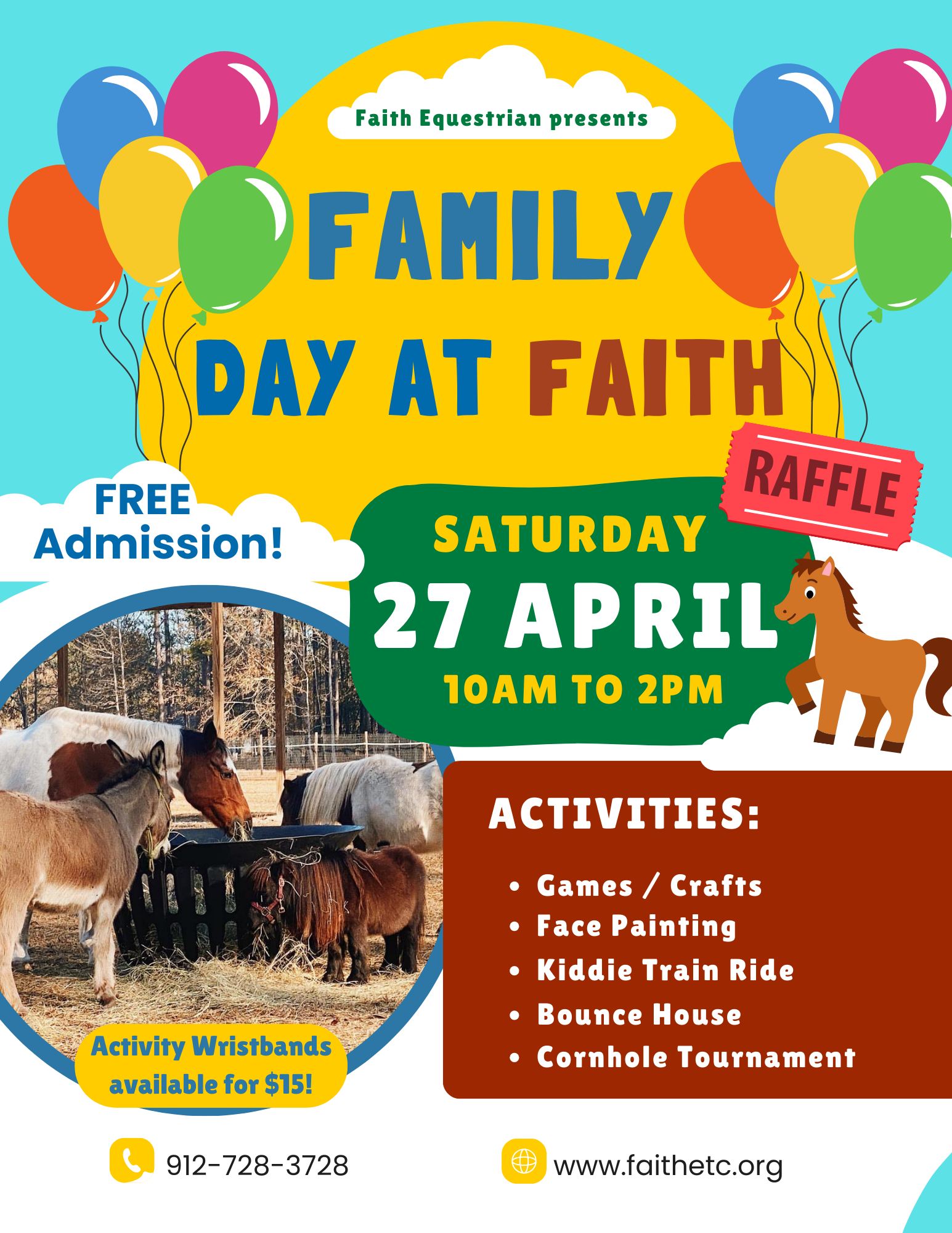 Family Day at Faith 4/27/24 at 10 am with link to FB Event